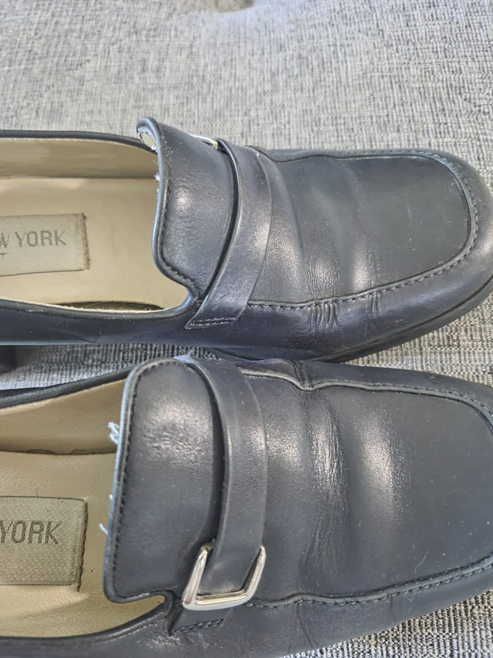 Jones New York Womens Black Leather Block Heel Loafers Size 8